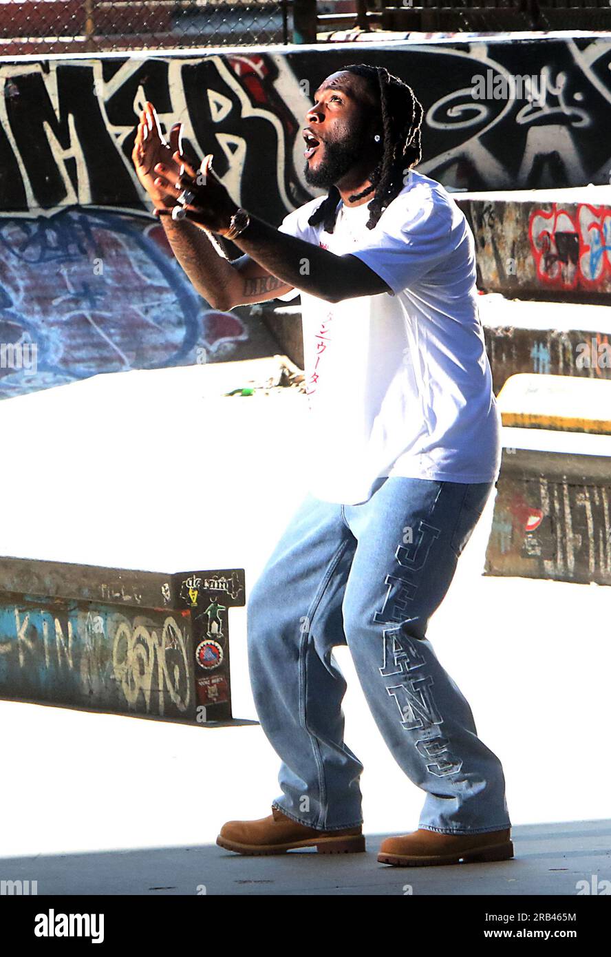 New York, NY, USA. 6th July, 2023. Burna Boy shooting music video in