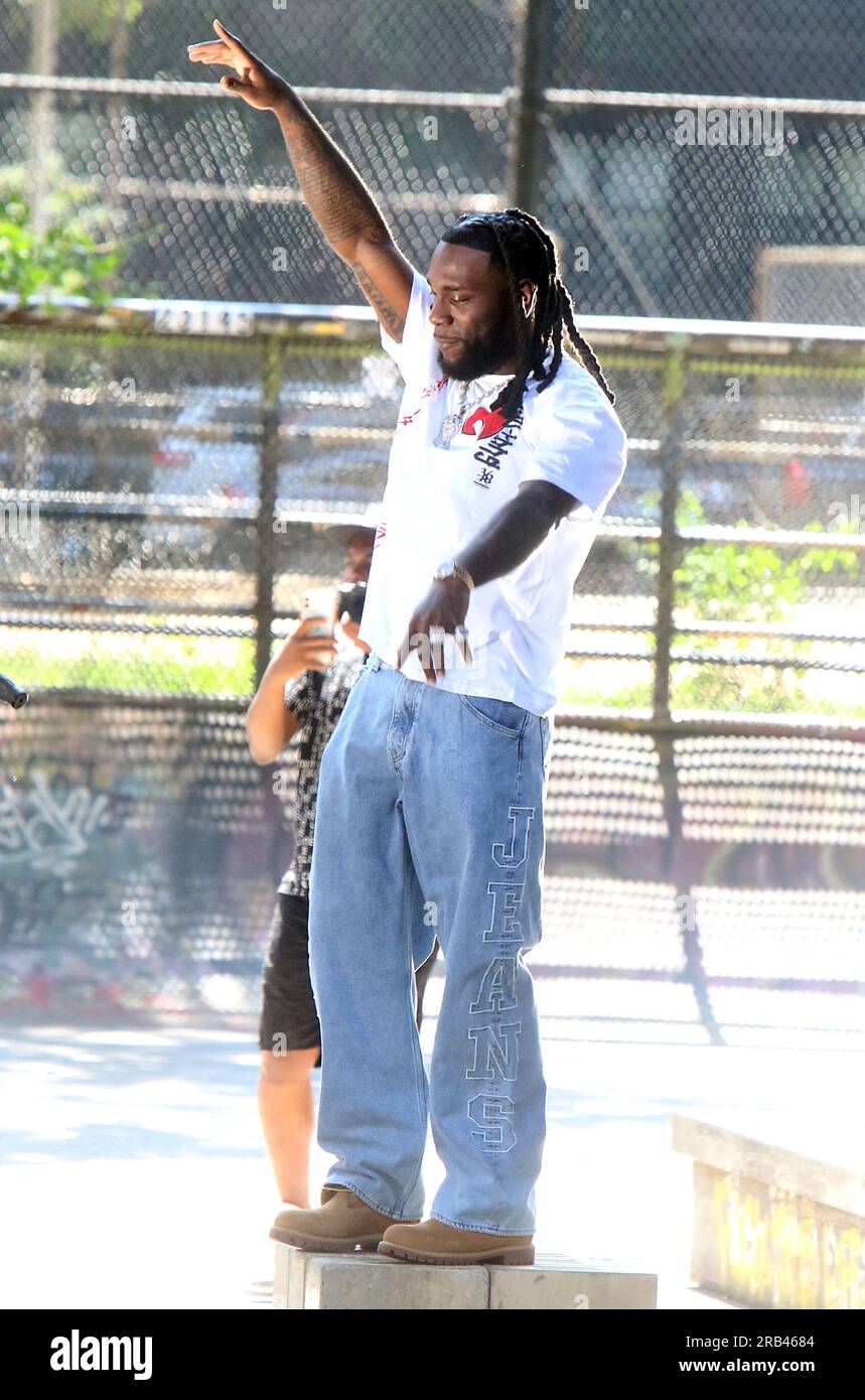 New York, NY, USA. 6th July, 2023. Burna Boy shooting music video in