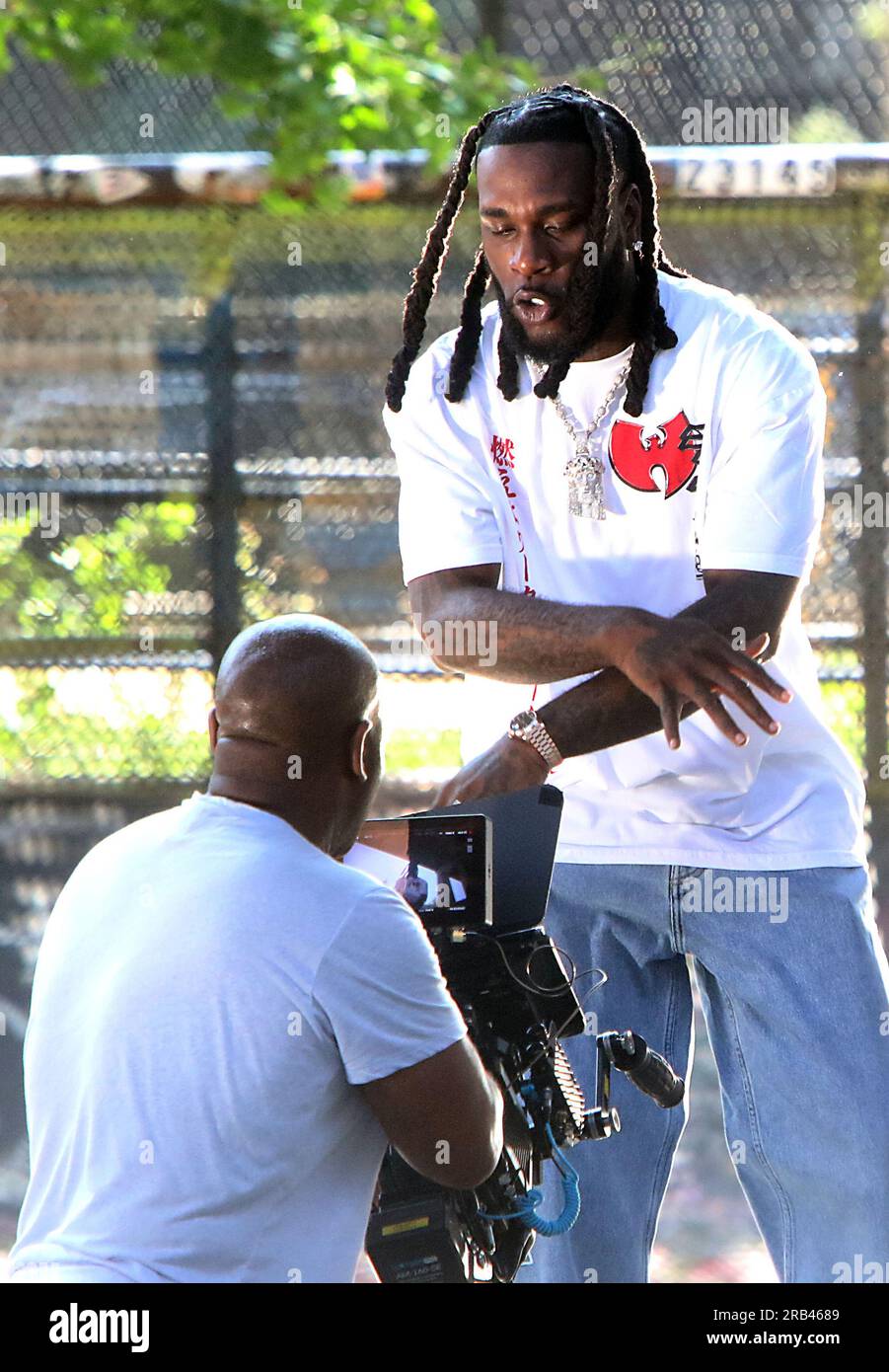 New York, NY, USA. 6th July, 2023. Burna Boy shooting music video in