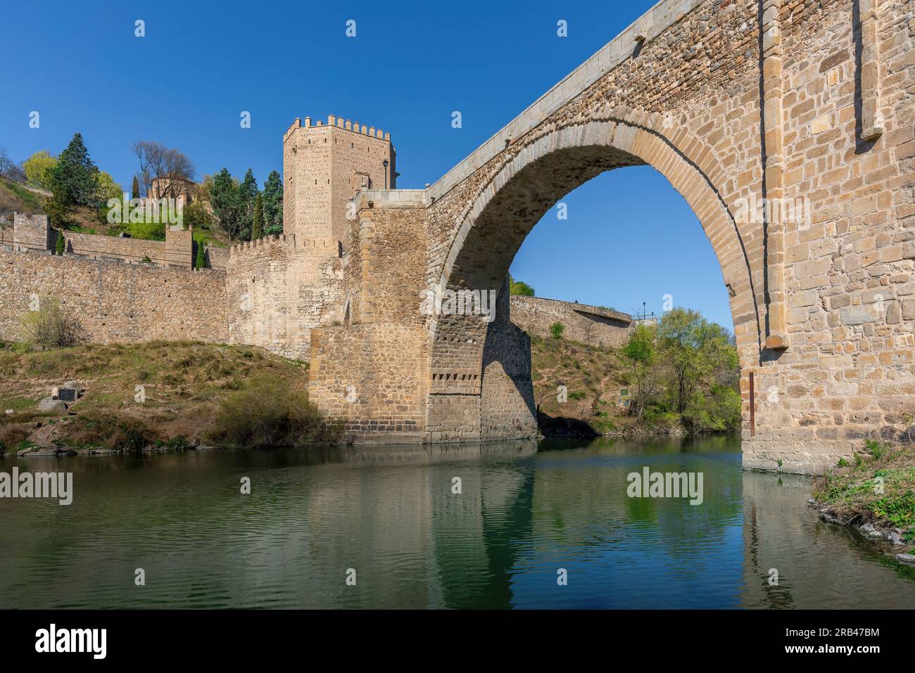 Alcantara Bridge and Tagus River - Toledo, Spain Stock Photo