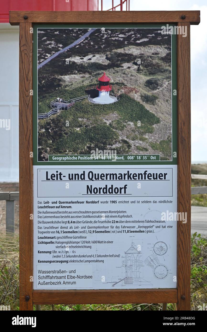 Lighthouse, Nebel, Amrum, Germany Stock Photo
