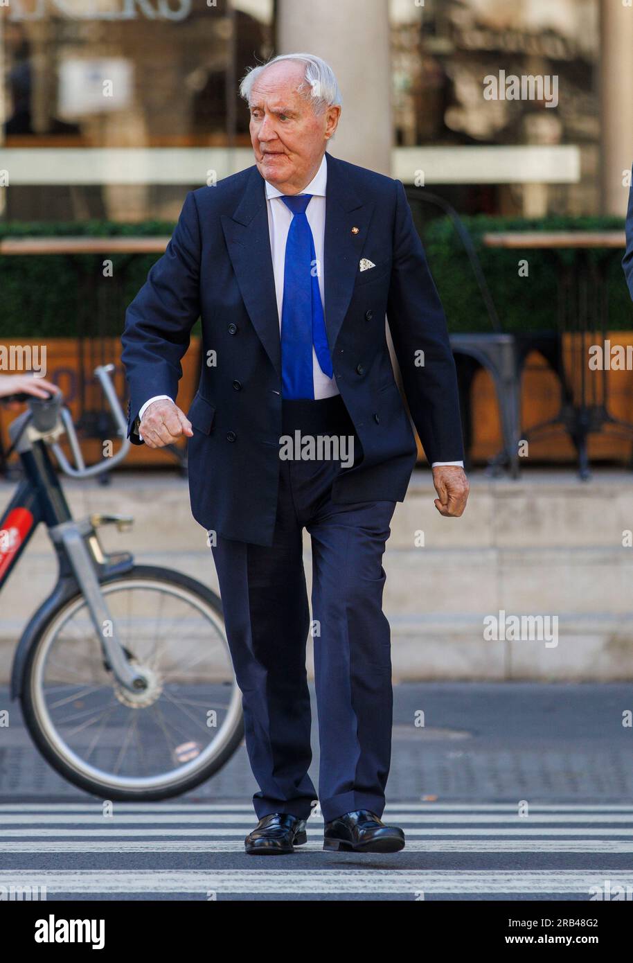 London, UK 7 July 2023 Sir Frederick Barclay arrives at the High Court