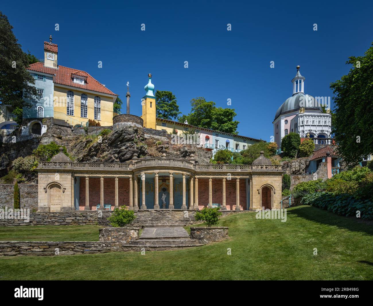 Bristol Colonnade, Portmeirion, North Wales, UK Stock Photo