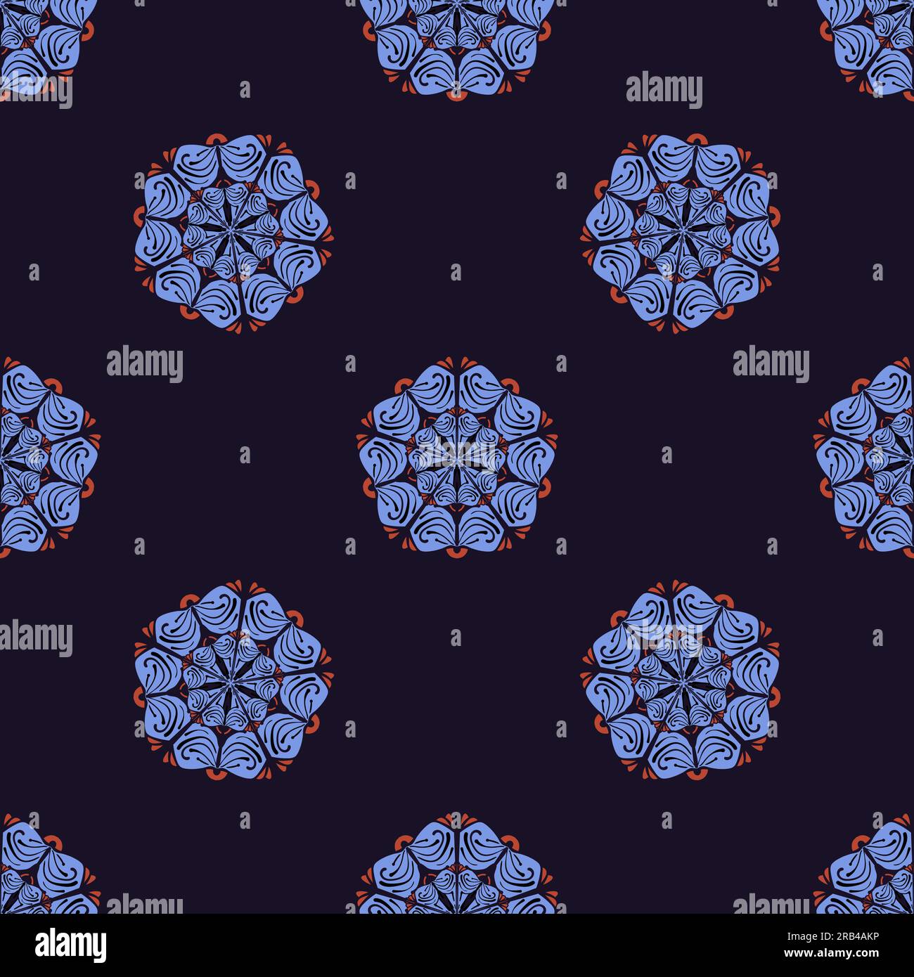 Mandala colorful background. Seamless pattern with ornamental elements. Stock Vector