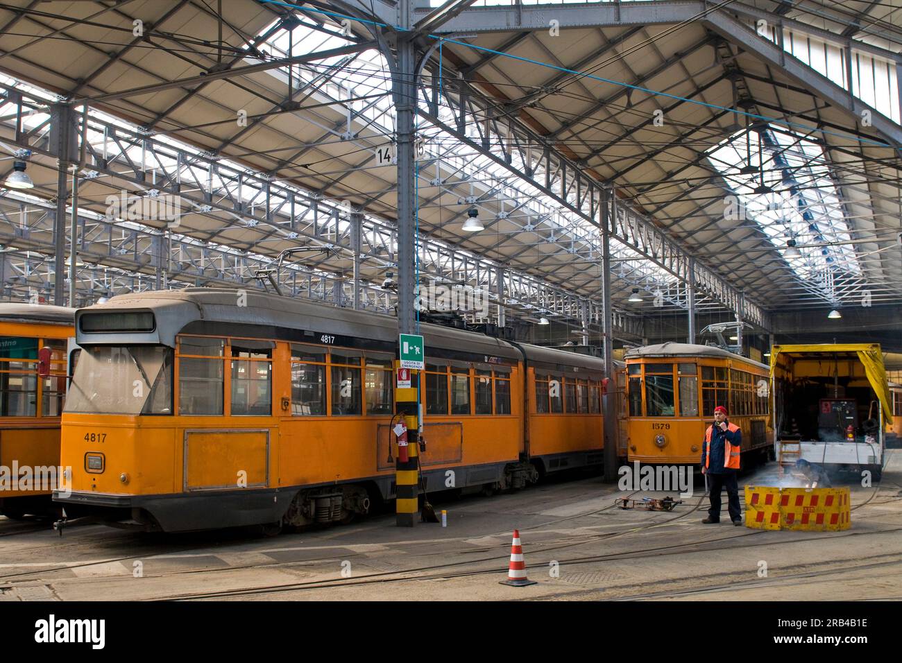 Tram shed ATM, Milan, Italy Stock Photo