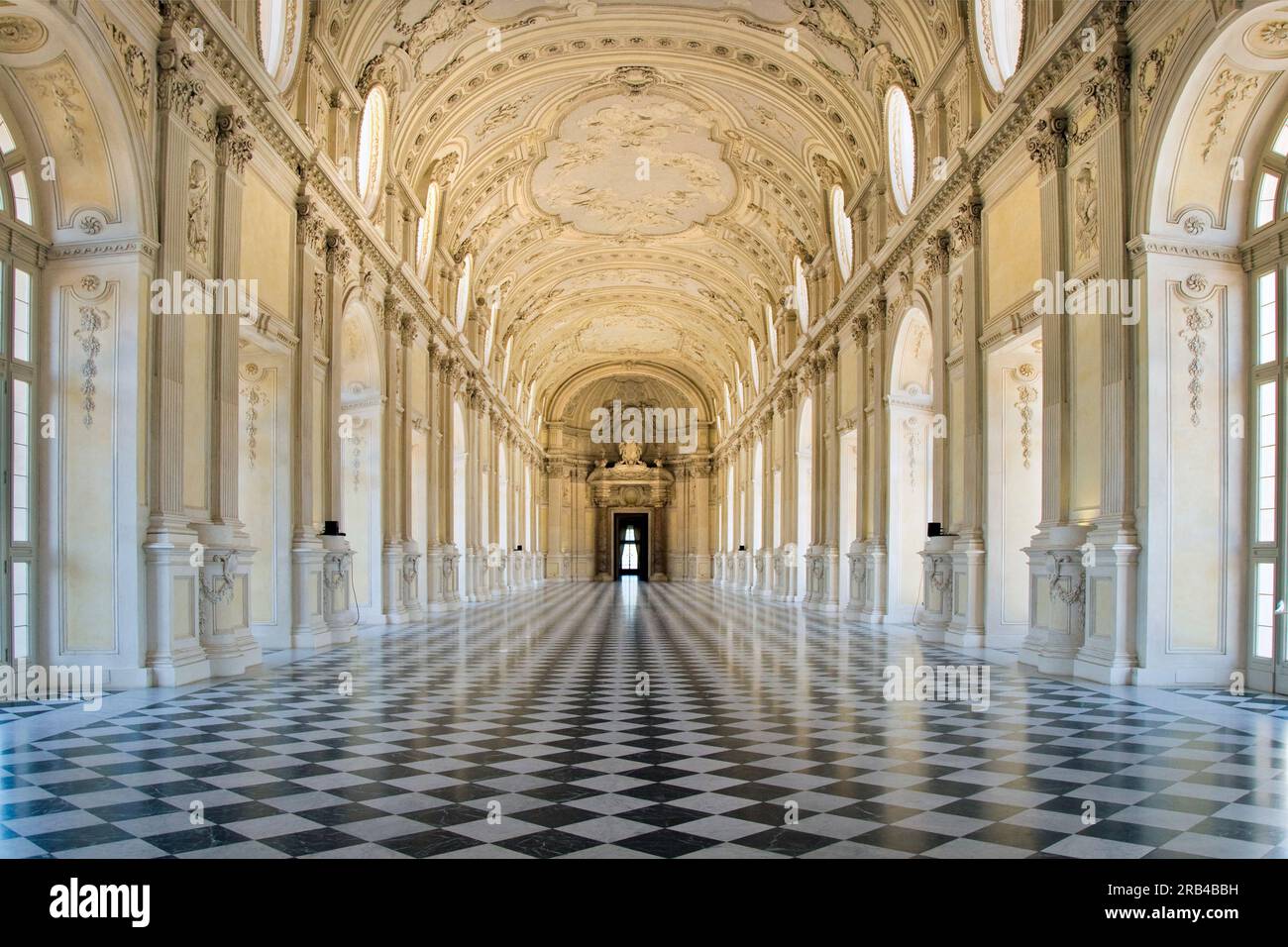 Galleria grande, Royal Palace of Venaria Reale, Italy Stock Photo