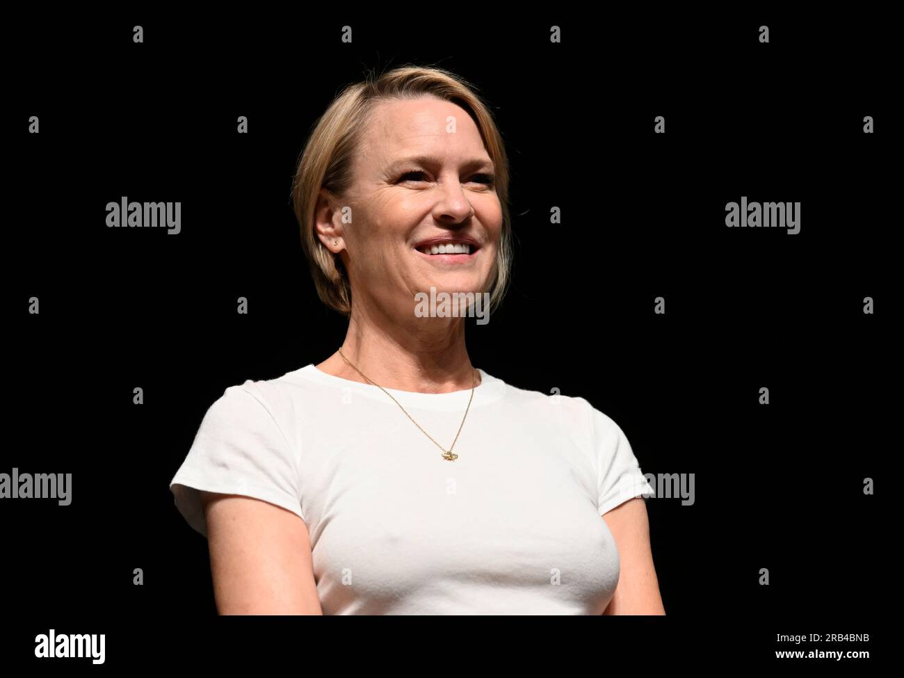 Karlovy Vary, Czech Republic. 07th July, 2023. American actress and director Robin Wright presented the famous film The Princess Bride at the 57th Karlovy Vary International Film Festival (KVIFF), on July 7, 2023, in Karlovy Vary, Czech Republic. Credit: Katerina Sulova/CTK Photo/Alamy Live News Stock Photo