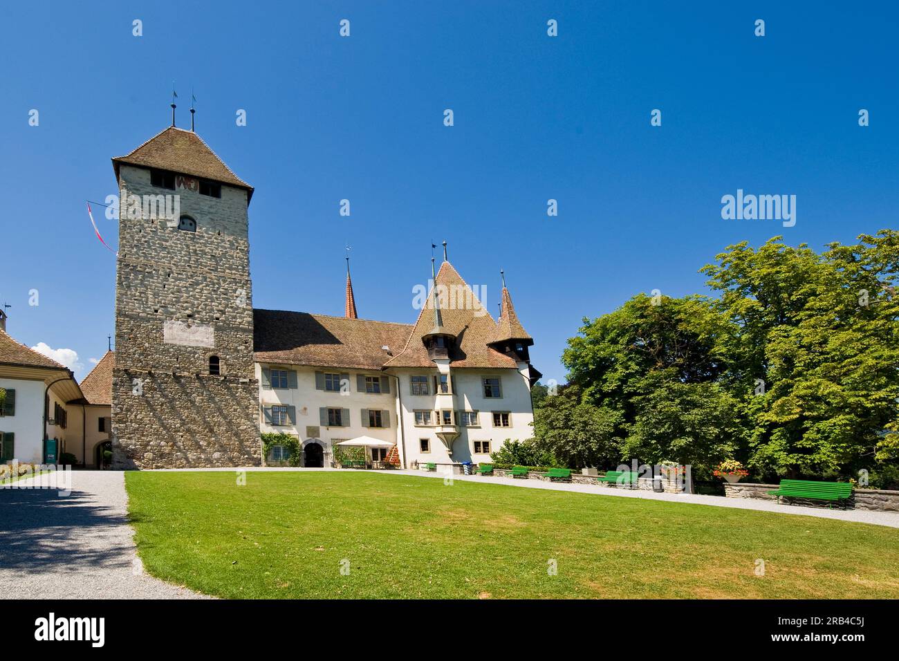 Switzerland, Canton Bern, Spiez, medieval castle Stock Photo - Alamy
