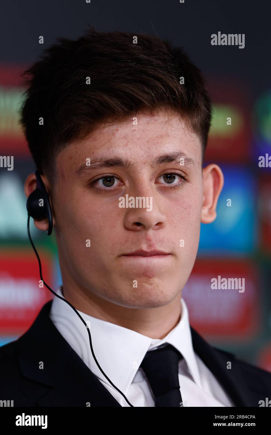 Arda Guler during his presentation as new player of Real Madrid on July ...