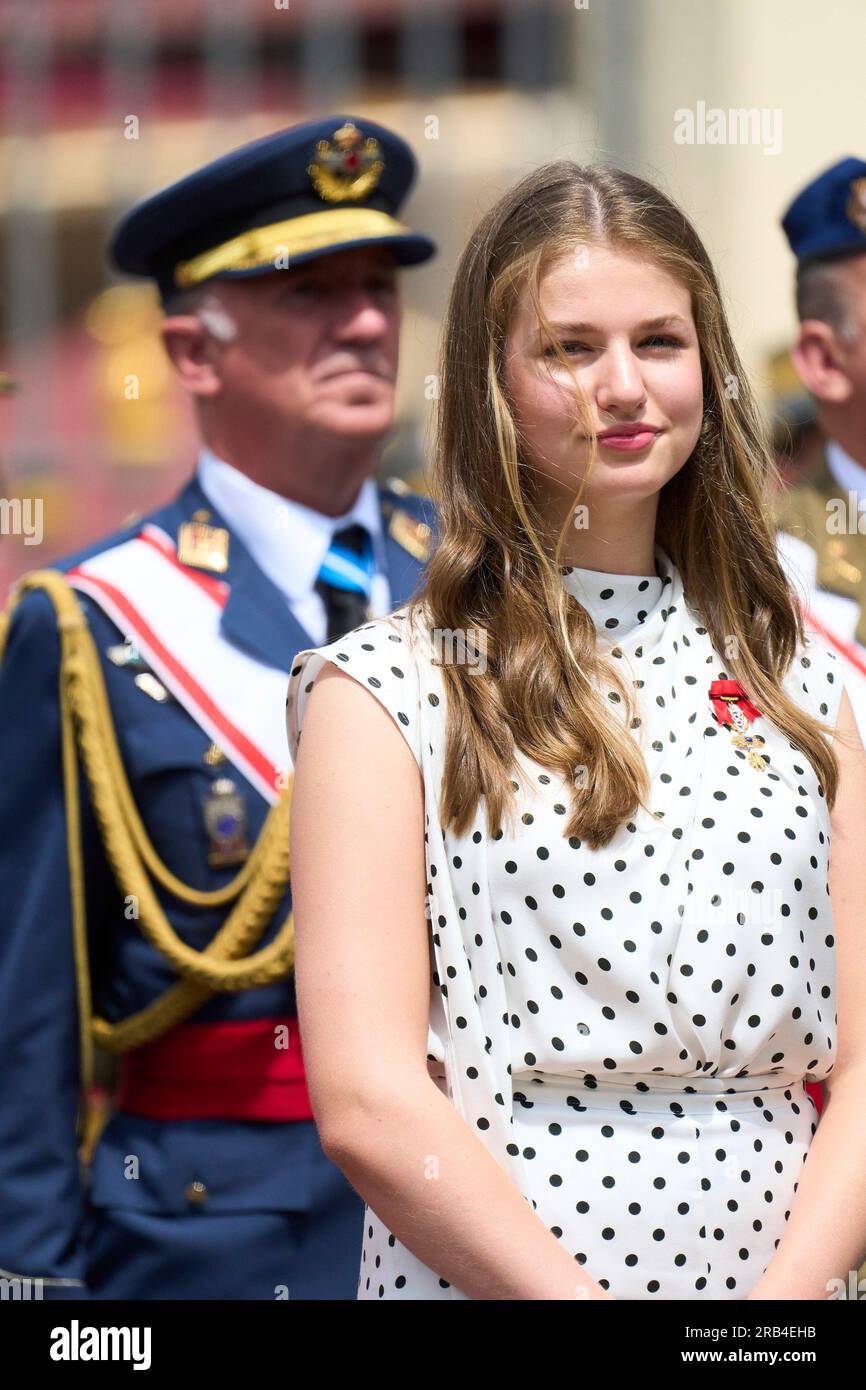 Zaragoza. Spain. 20230707, Crown Princess Leonor attends the Presentation  of Royal Dispatches of Employment at the General Military Academy at  General Military Academy on July 7, 2023 in Zaragoza, Spain Credit:  MPG/Alamy
