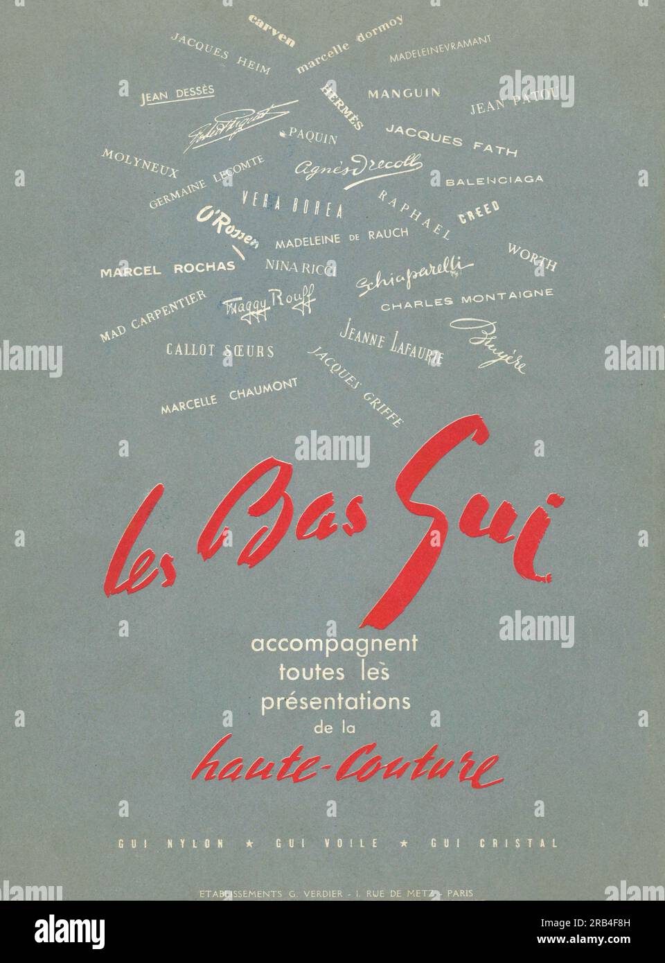Les Bas Sui advertisiment in a French magazine 1950 Stock Photo