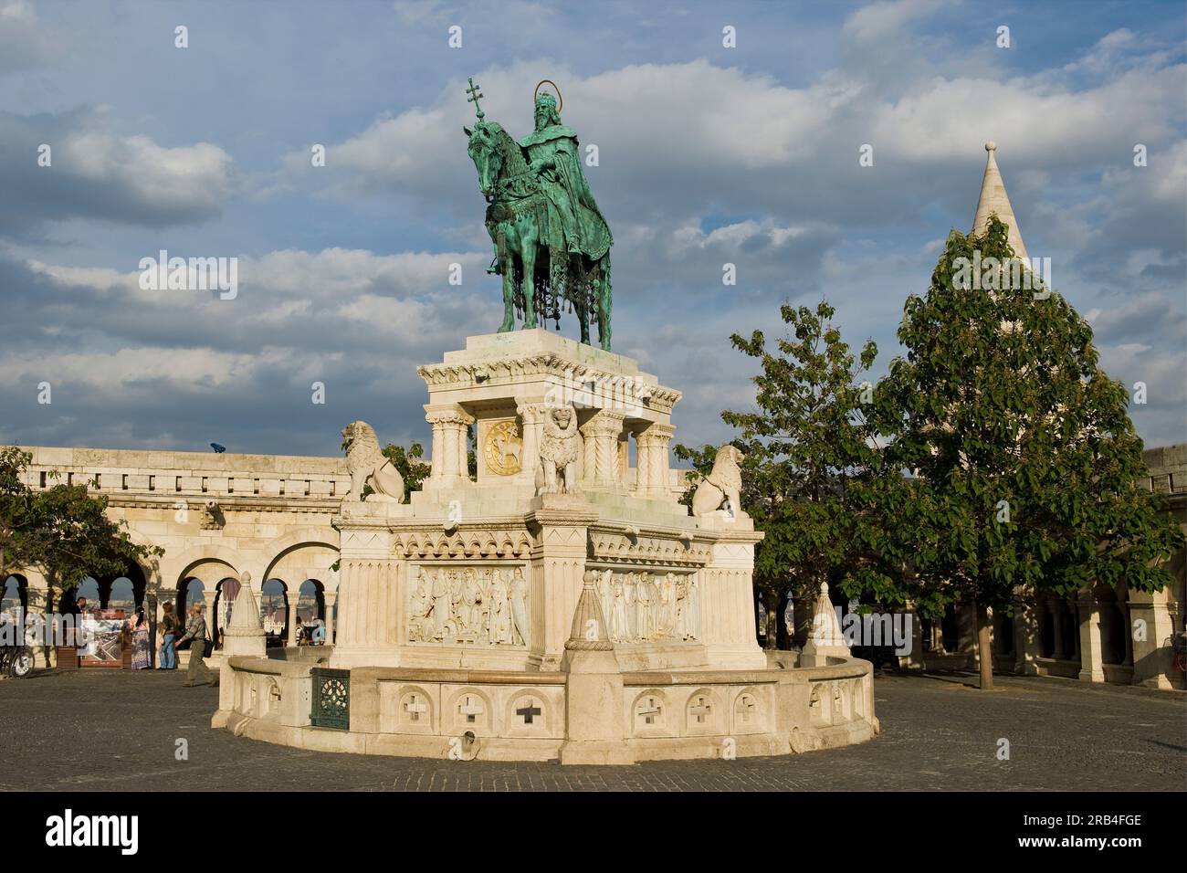 Hungary, Budapest, Fishermen's bastion, Saint Stephen statue Stock Photo