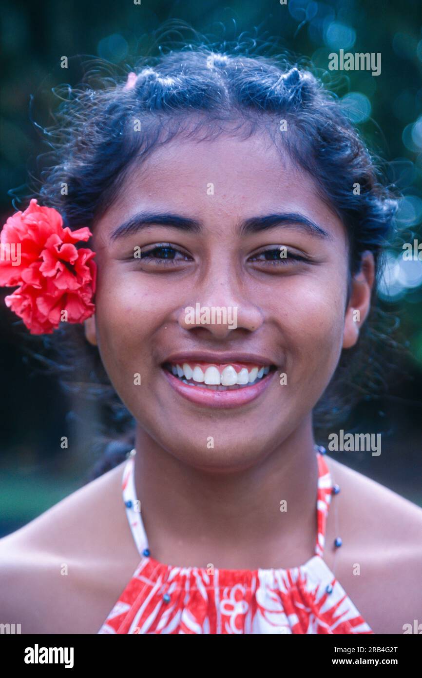 Female Performer, Cook Islands, South Pacific Ocean, Polynesia Stock