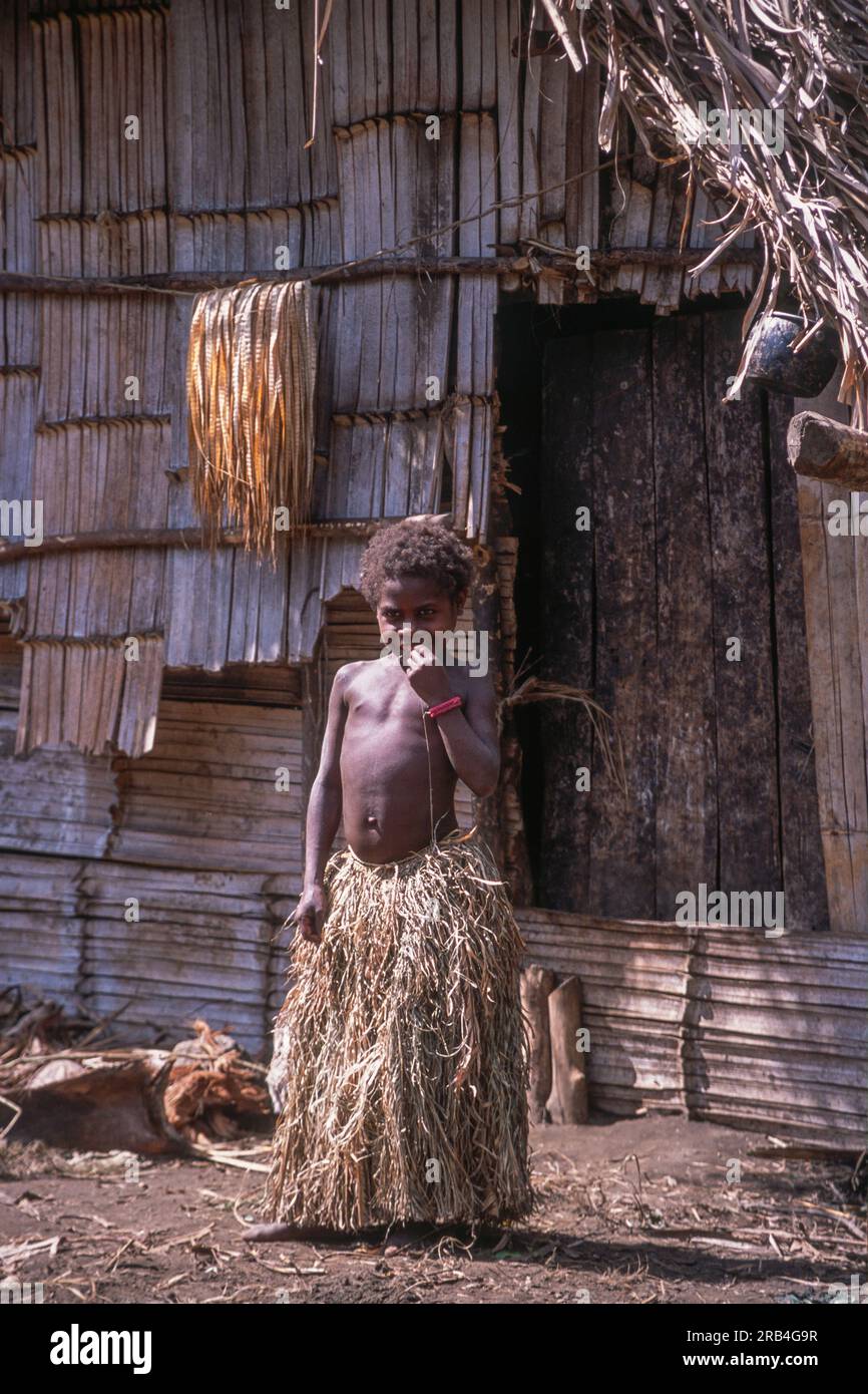 Young Boy from The Yakel Tribe of Tanna island, Tanna Island, Vanuatu, Melanesia Stock Photo