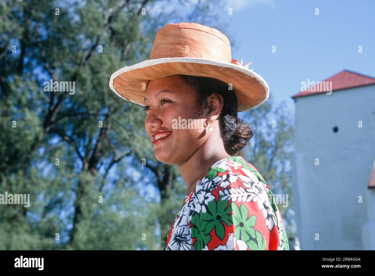 Female Cook Islander, Cook Islands, South Pacific Ocean, Polynesia Stock Photo