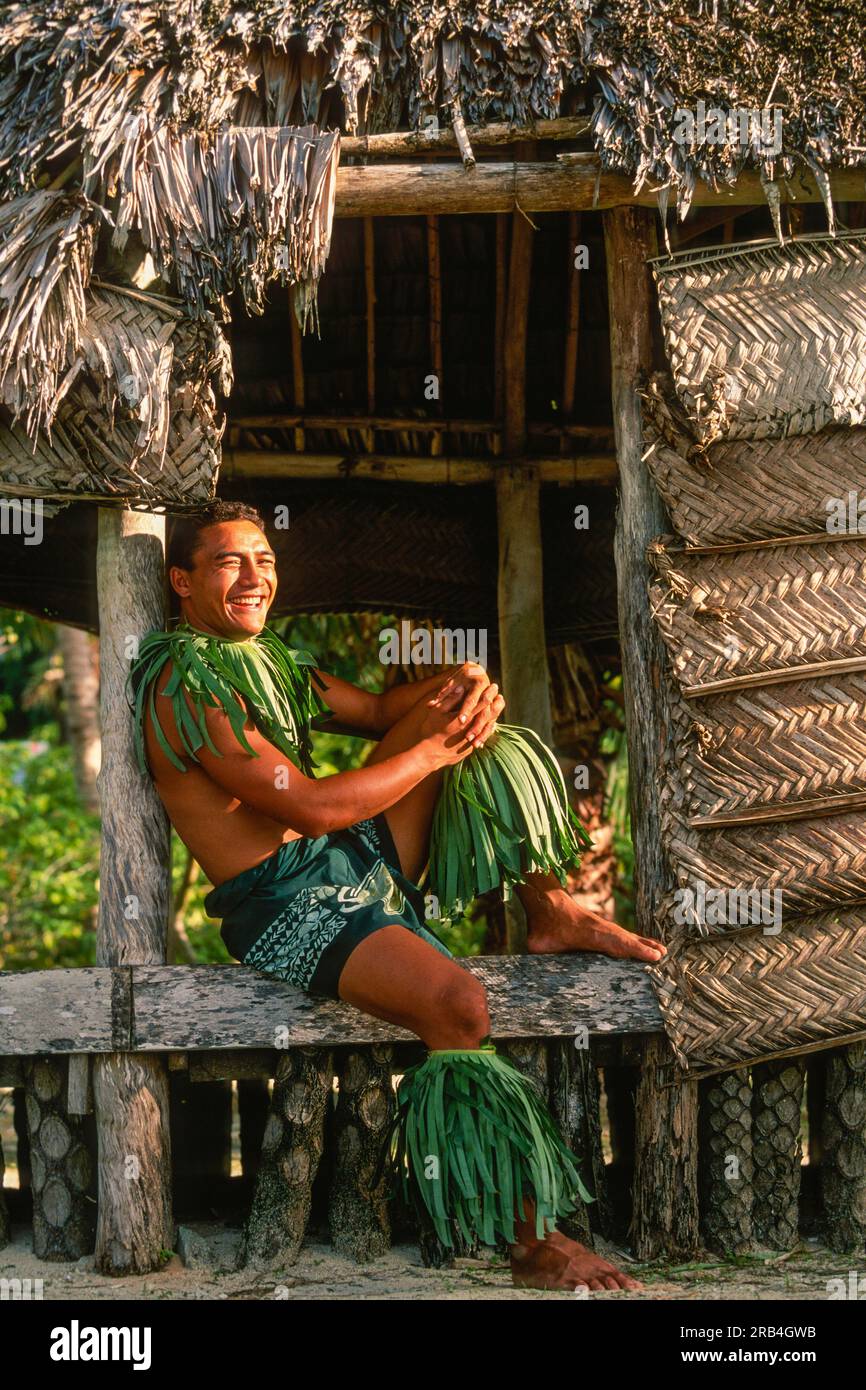Smiling Samoan Man in Traditional Costume, Upolu Island, Samoa ...
