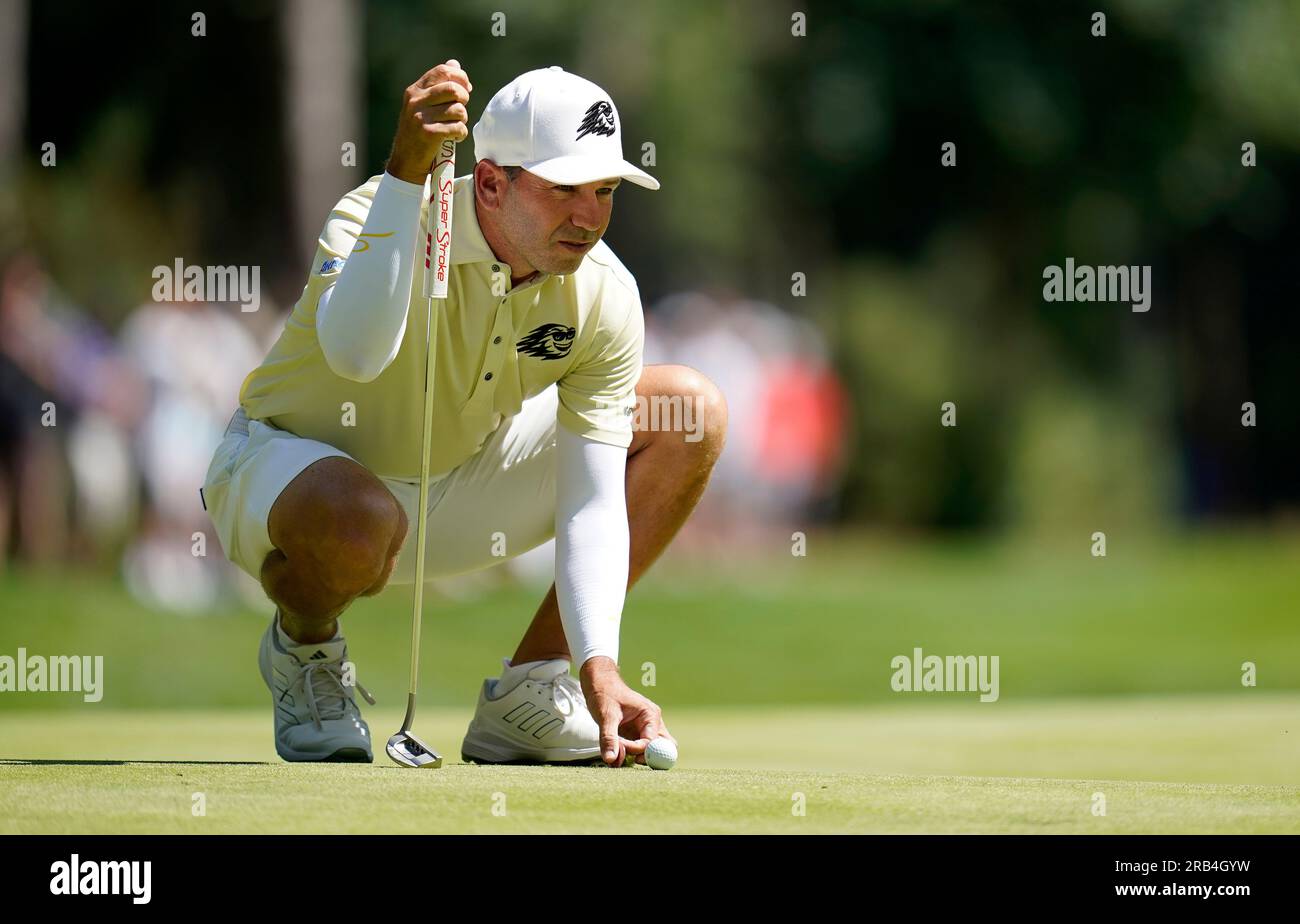Fireball GC's Sergio Garcia lines up to putt during day one of the LIV ...