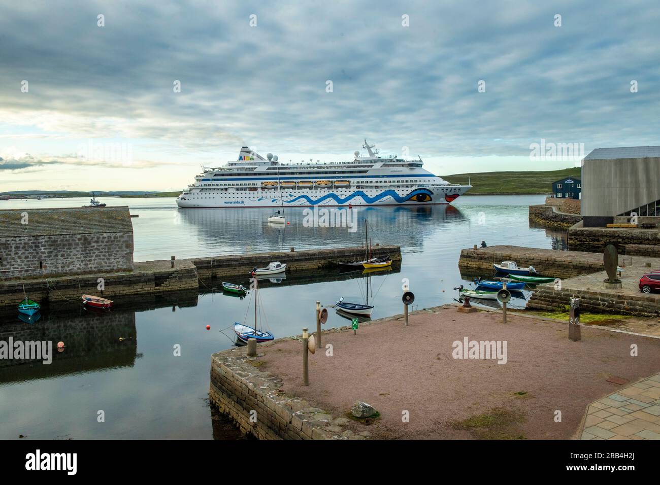 Cruise Ships in Lerwick Harbour capital of the Shetland Islands a regular destination for cruise ships Stock Photo