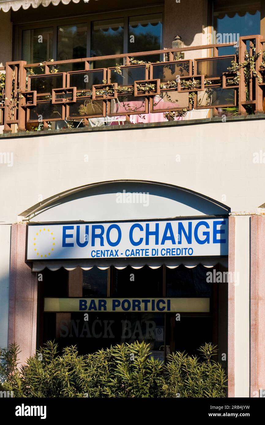 Change currency. Campione d'Italia. Italy Stock Photo