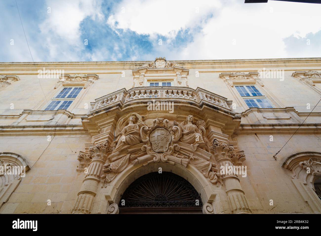 Baroque sculpture. An extravagant doorway in the old city of Rabat (Malta) Stock Photo
