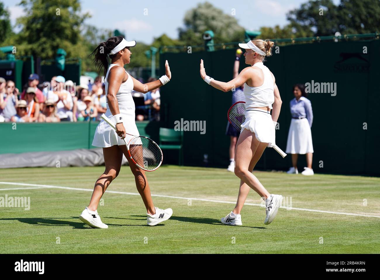Heather Watson and Harriet Dart (right) during their Ladies Doubles