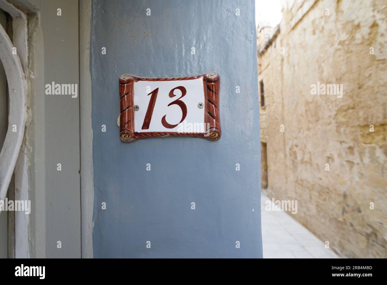 Malta, Mdina,, House number thirteen (13 Stock Photo Alamy