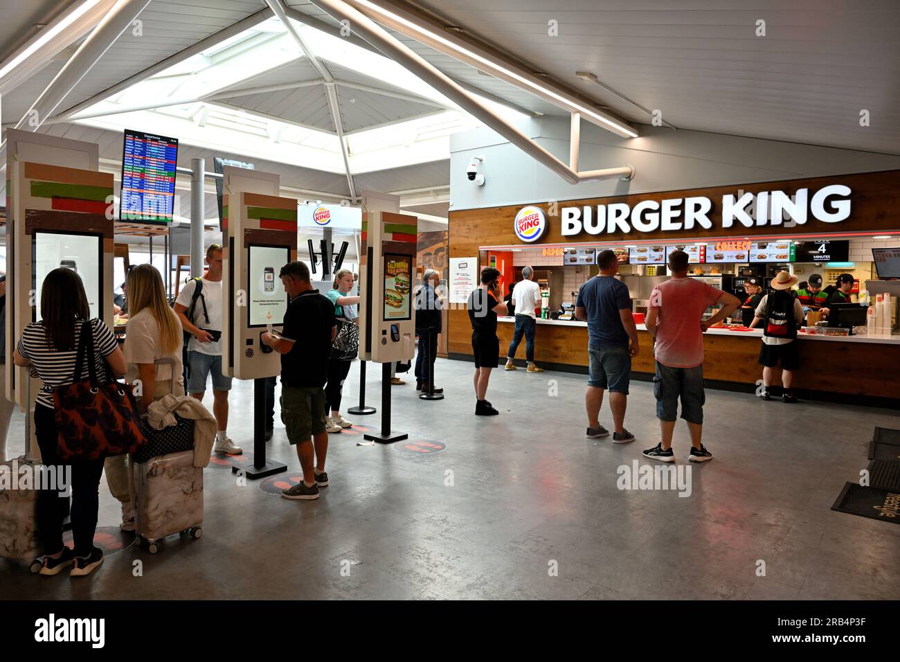 Inside Bristol airport departures lounge Burger King restaurant for