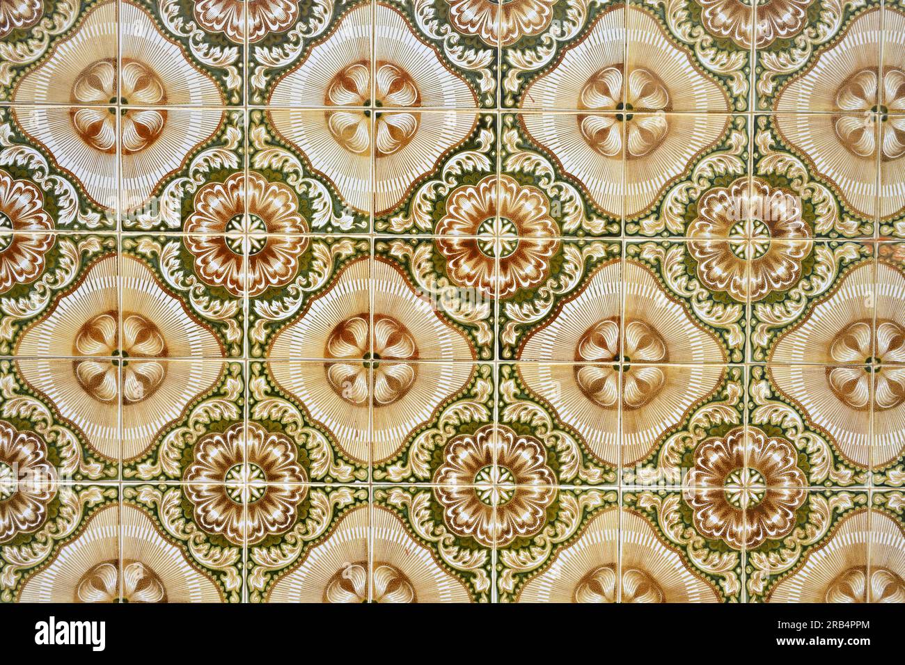 Traditional Portuguese tiles on wall of building Stock Photo