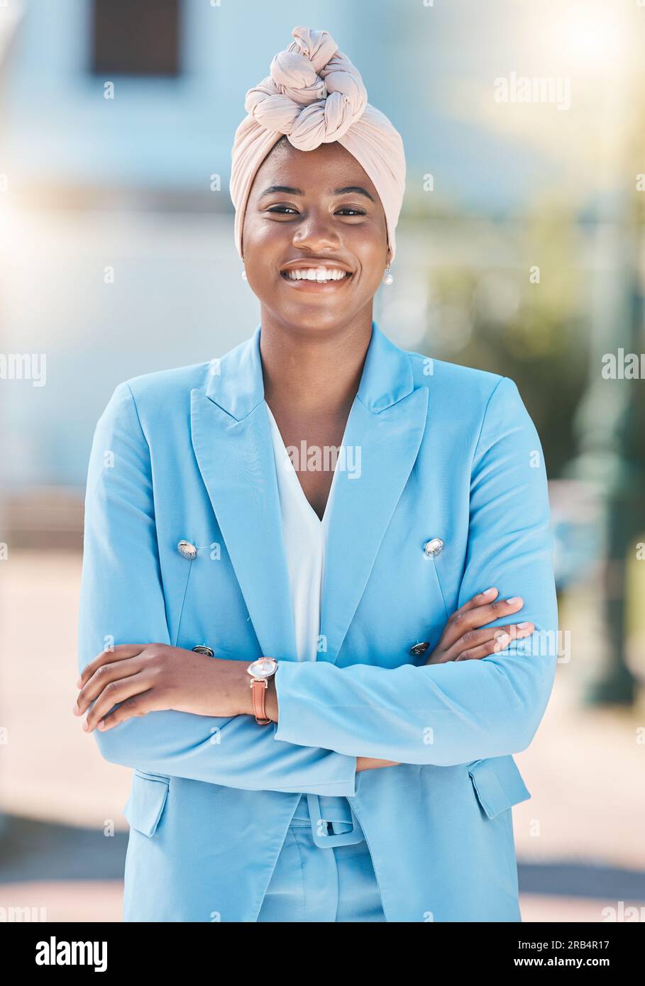 City pride, portrait and a black woman with arms crossed for business ...