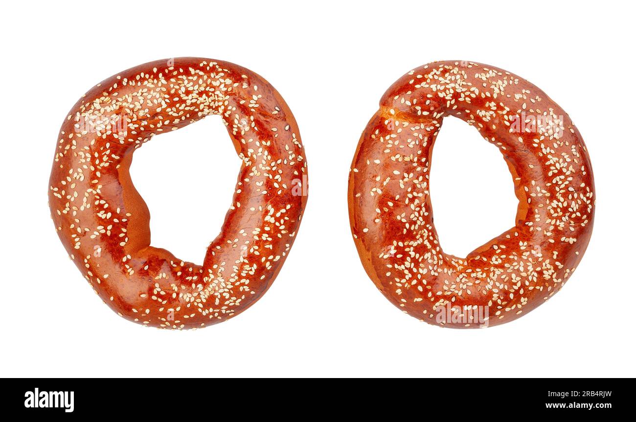 bagel path isolated on white Stock Photo