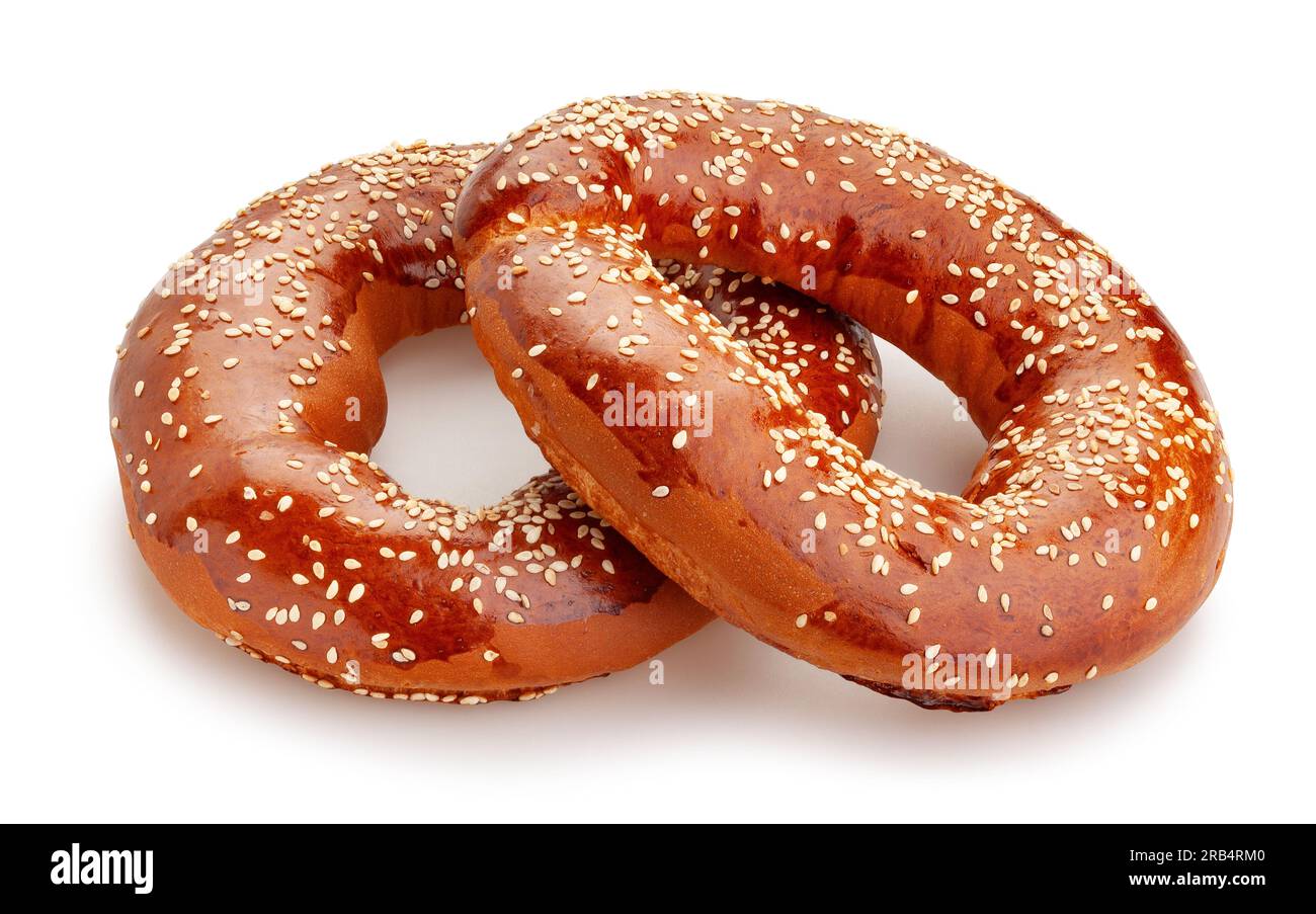bagel path isolated on white Stock Photo
