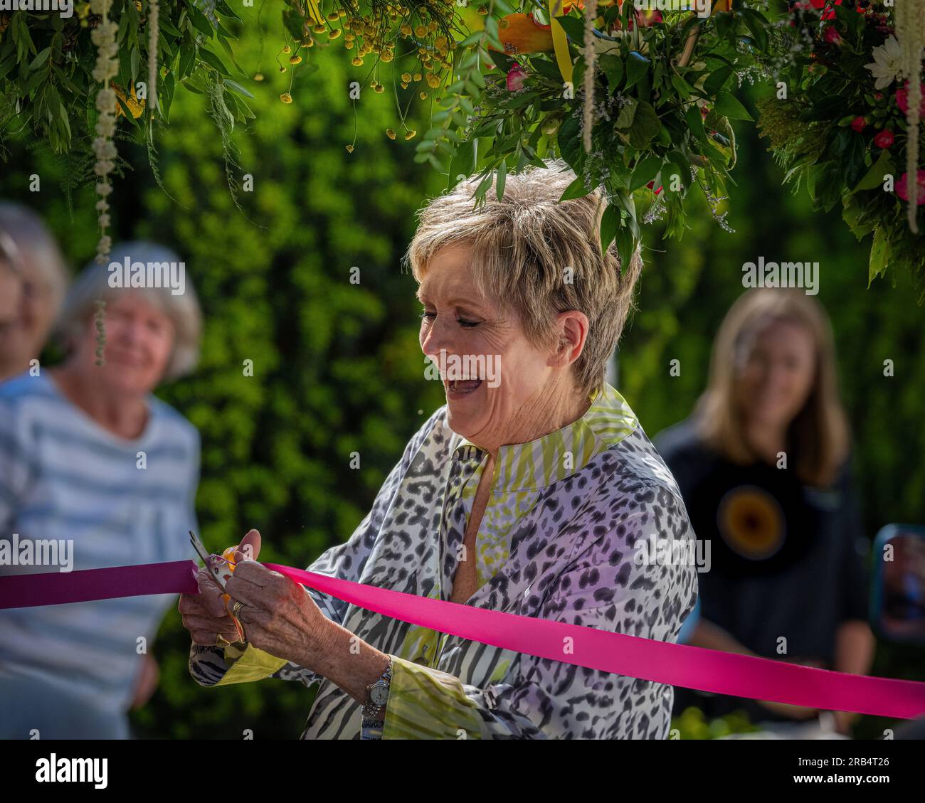 Judi Spiers opening Denbury Festival of Flowers in Devon. Stock Photo