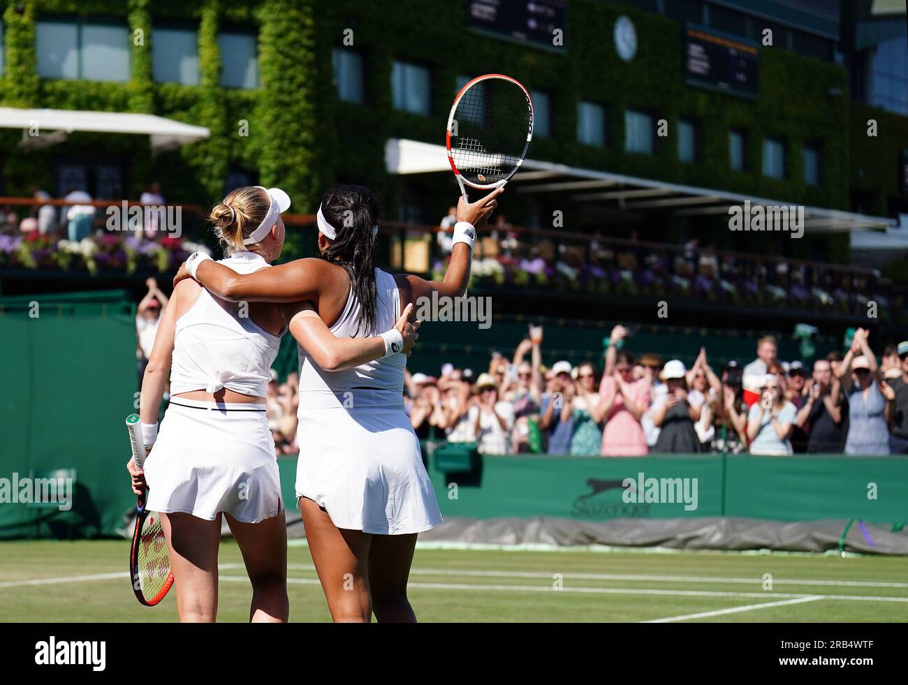 Heather Watson and Harriet Dart celebrate winning their Ladies Doubles