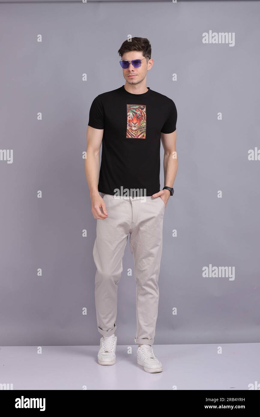 Fashion model with custom graphic tee hi-res stock photography and ...