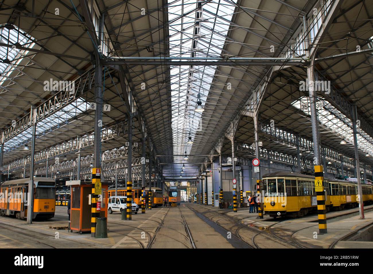 Tram shed ATM. Milan. Italy Stock Photo