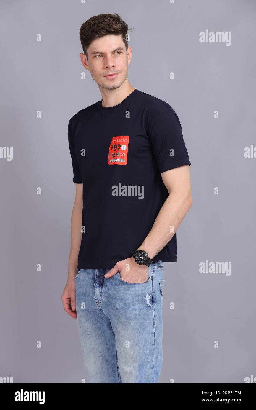 Men's T-Shirt Model Stock Photo