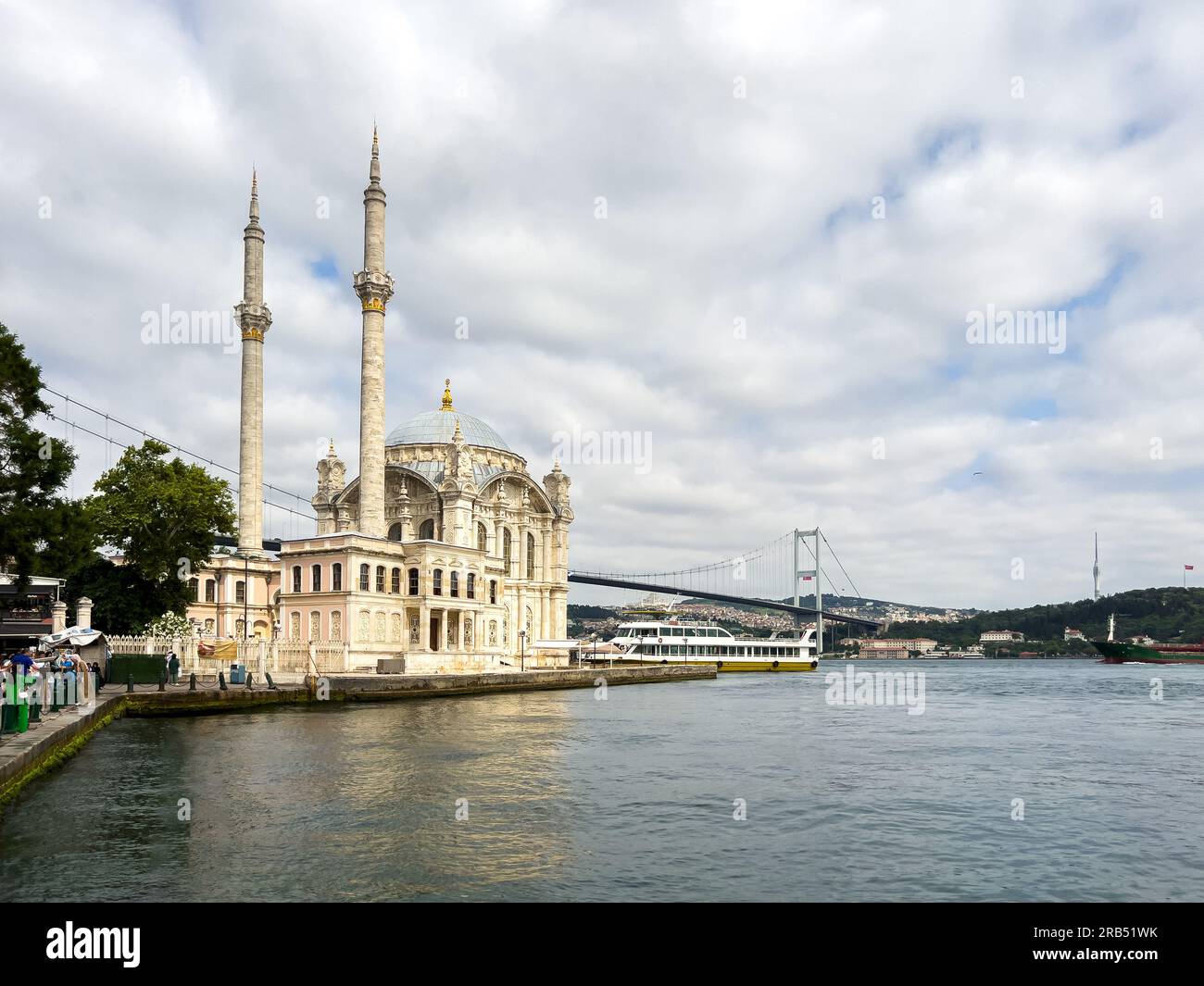 Ortakoy Mosque and Bosphorus bridge in Istanbul Turkey Stock Photo