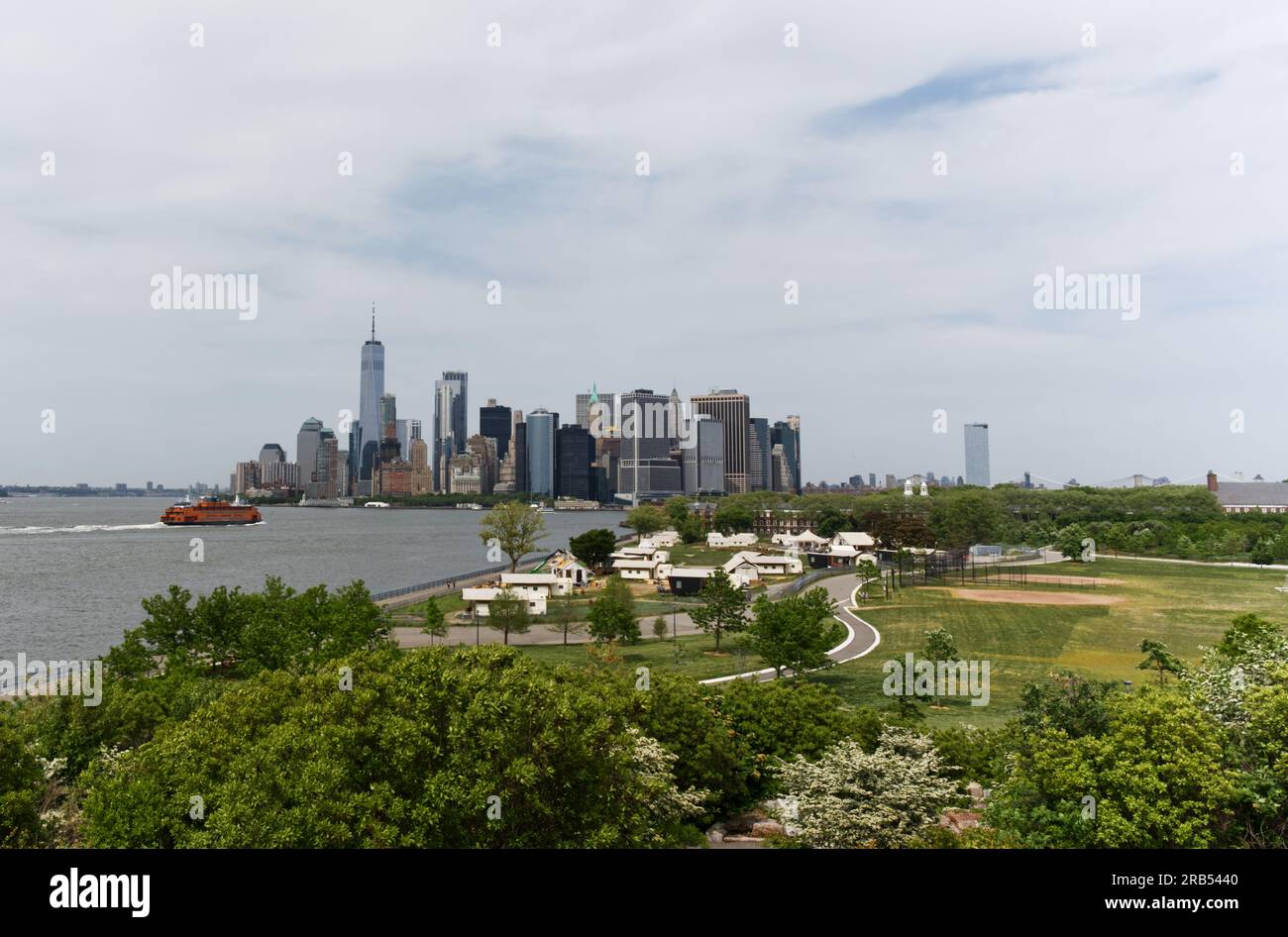 View of Downtown Manhattan Skyline and Staten Island Ferry from
