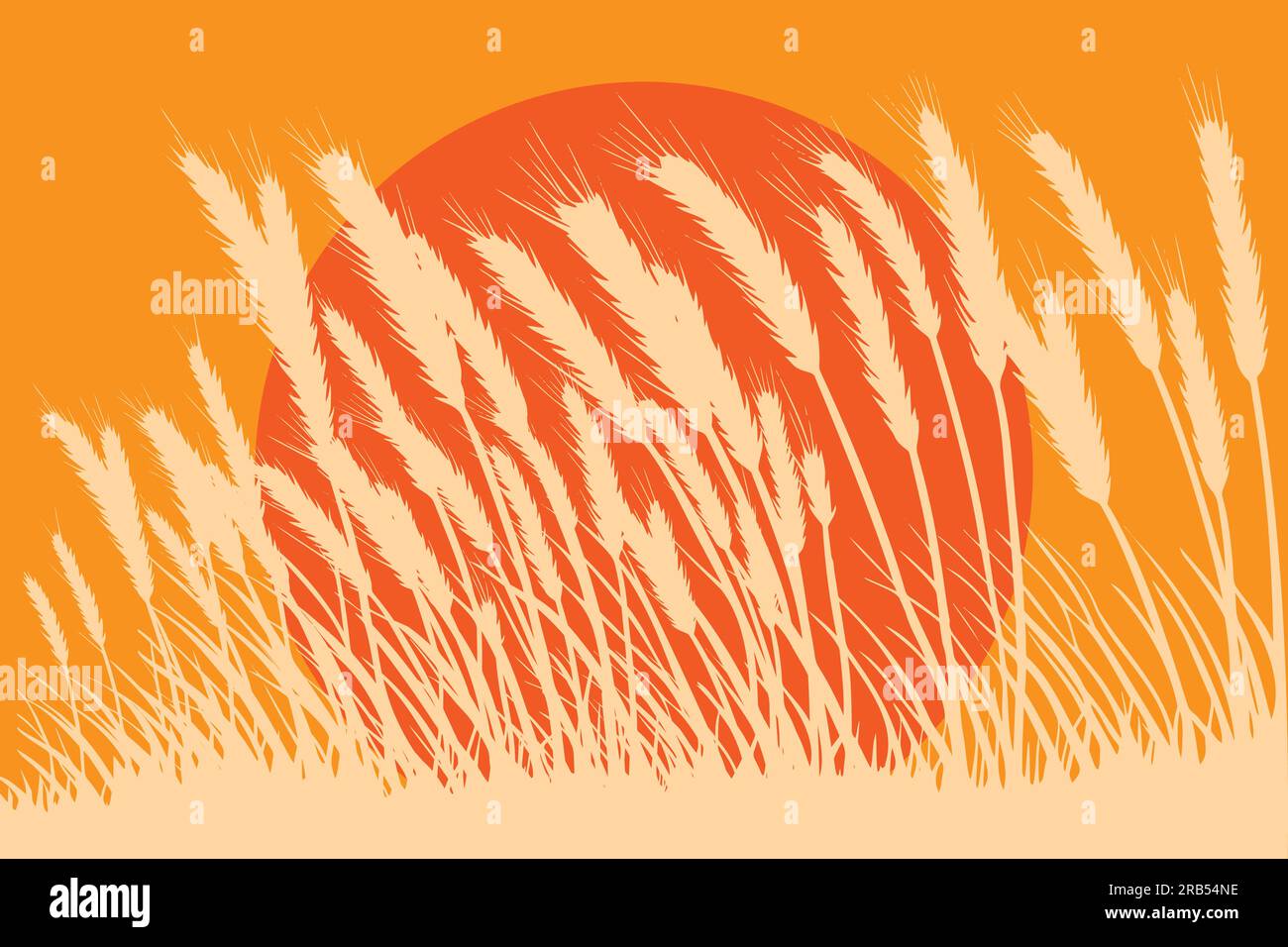 Wheat field on summer scene. vector illustration Stock Vector