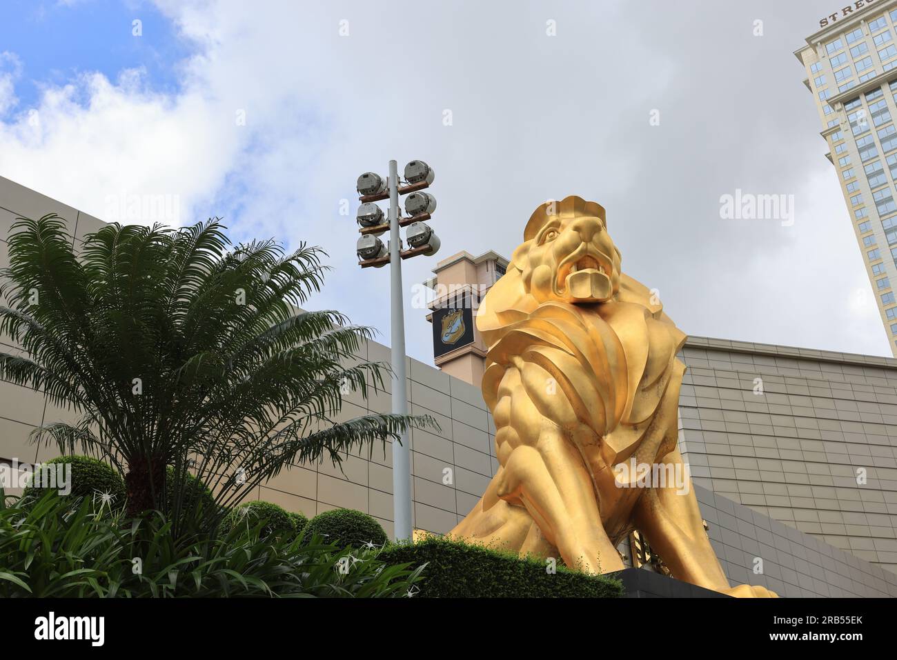statue of golden lion in MGM Cotai, it is one of famous casino and resort in macau Stock Photo