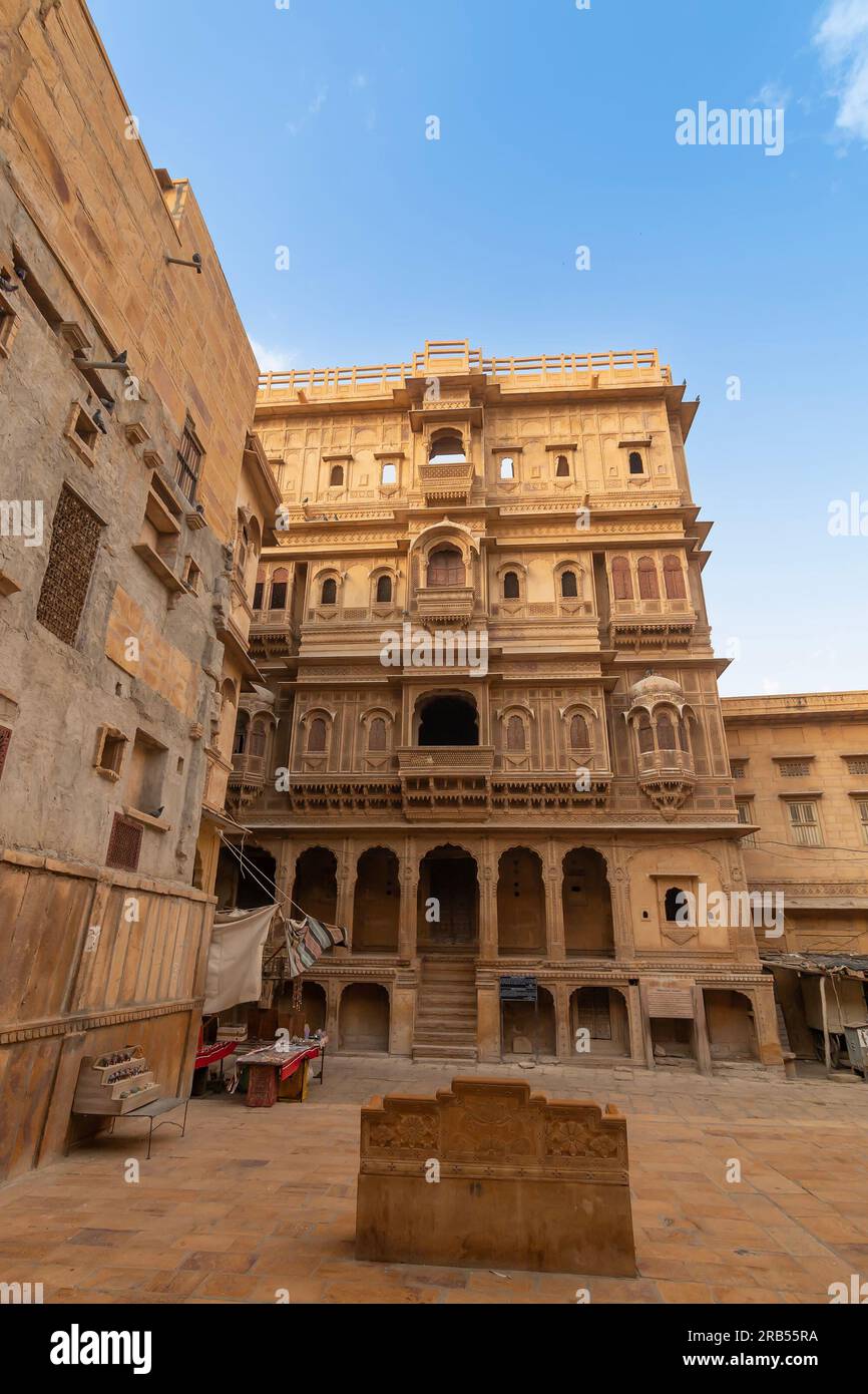Jaisalmer, Rajasthan, India - 16 th October 2019 : Patwon Ki Haveli , Mansion of Brocade Merchants, a cluster of five large havelis. Stock Photo