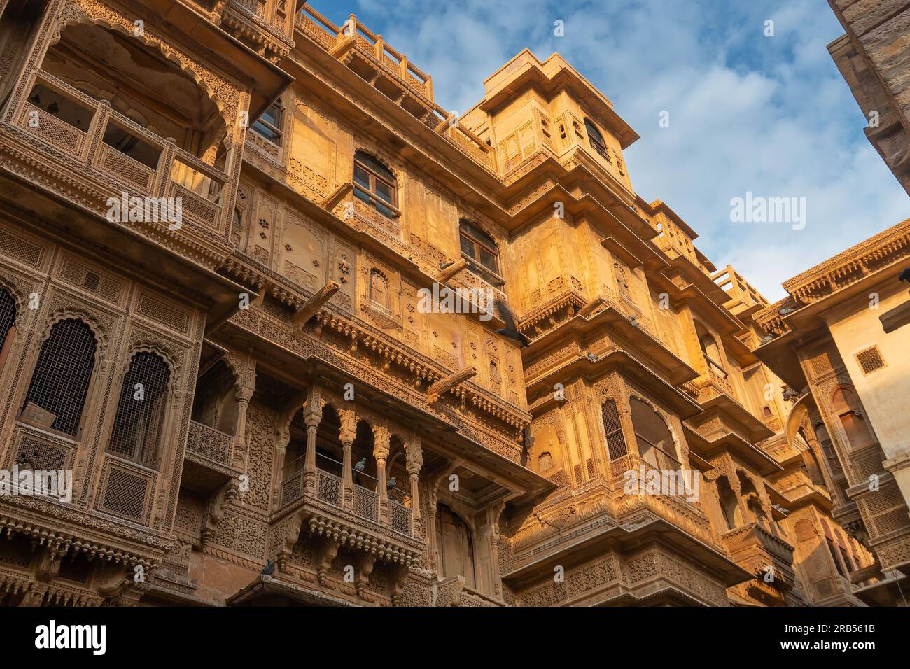 Jaisalmer, Rajasthan, India - 16 th October 2019 : Patwon Ki Haveli , Mansion of Brocade Merchants, a cluster of five large havelis. Stock Photo