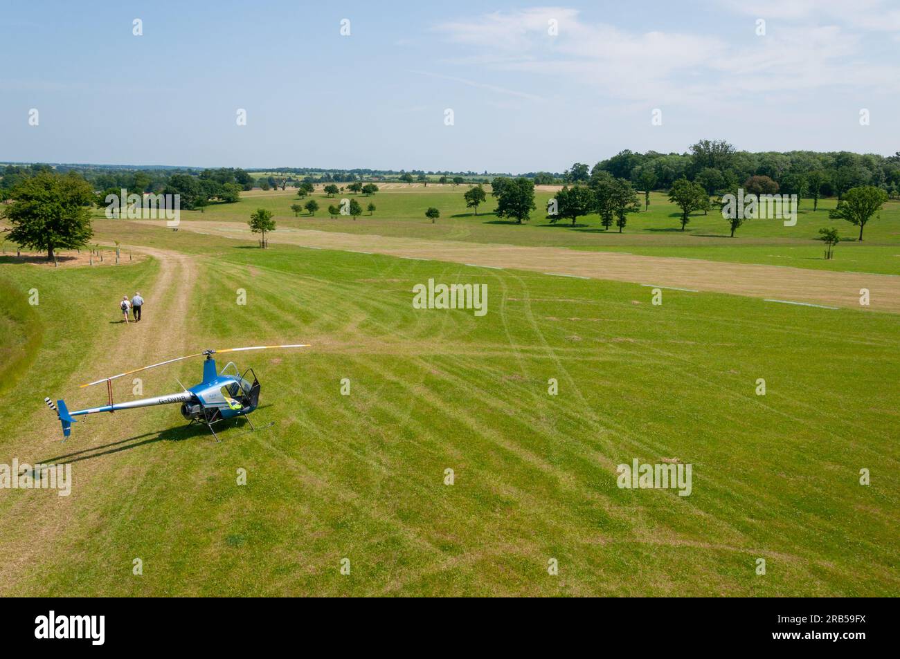 Robinson R22 helicopter at a wings and wheels event in the countryside