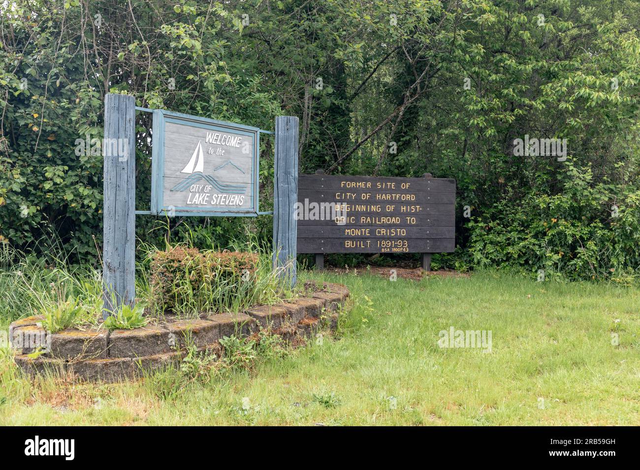 Lake Stevens WA USA May 22, 2023: Welcome to city sign Stock Photo