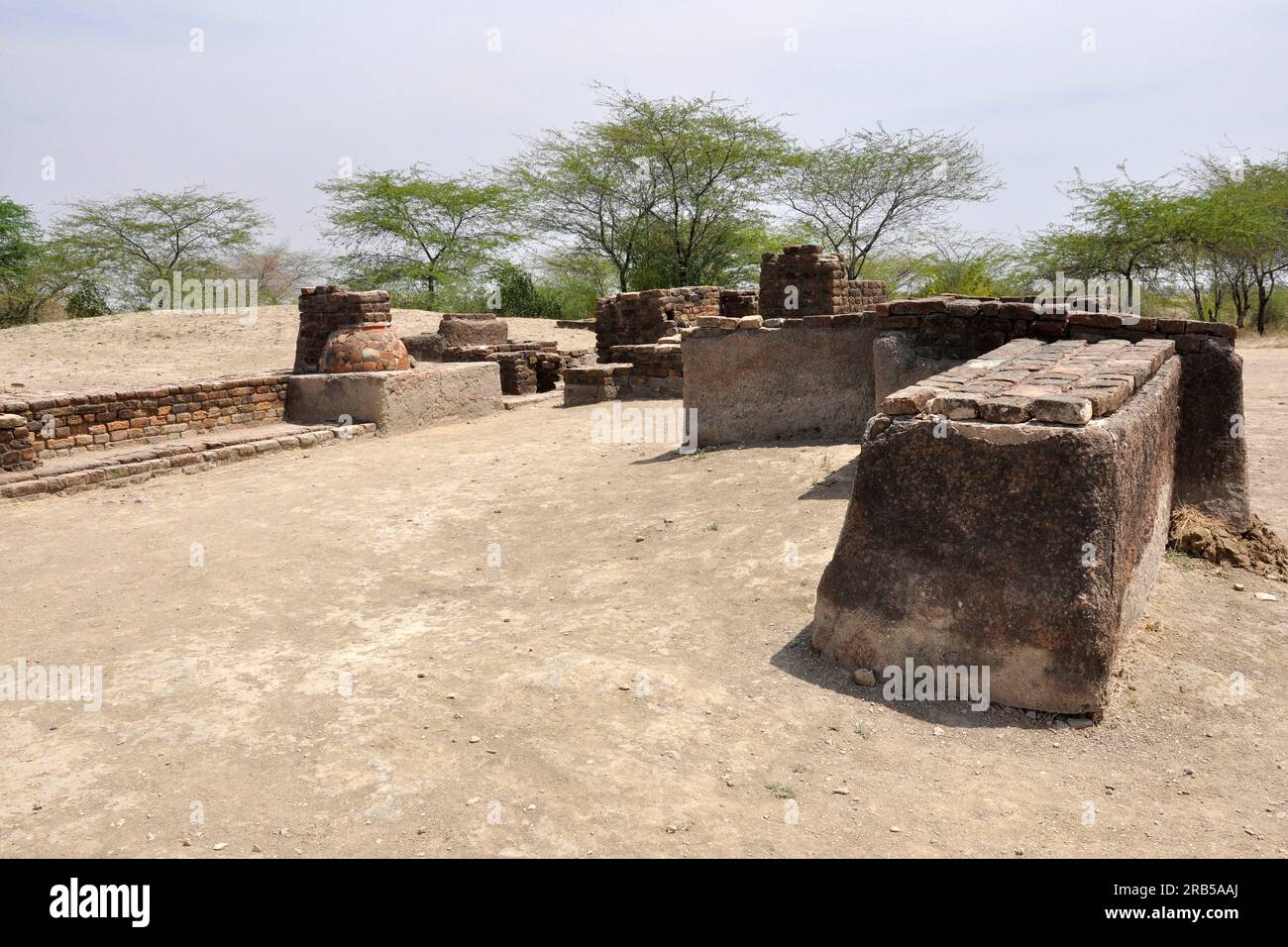 Gujarat. Lothal. ruins of ancient city. Lothal Indus Valley Civilization Stock Photo