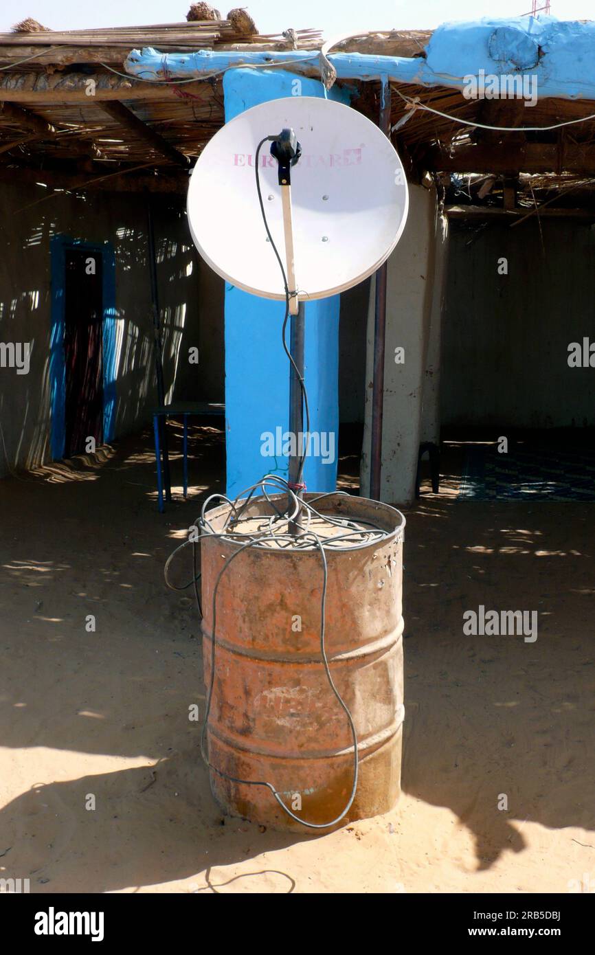 Satellite Dish. Tam Tam. Nubia. Sudan. North Africa Stock Photo