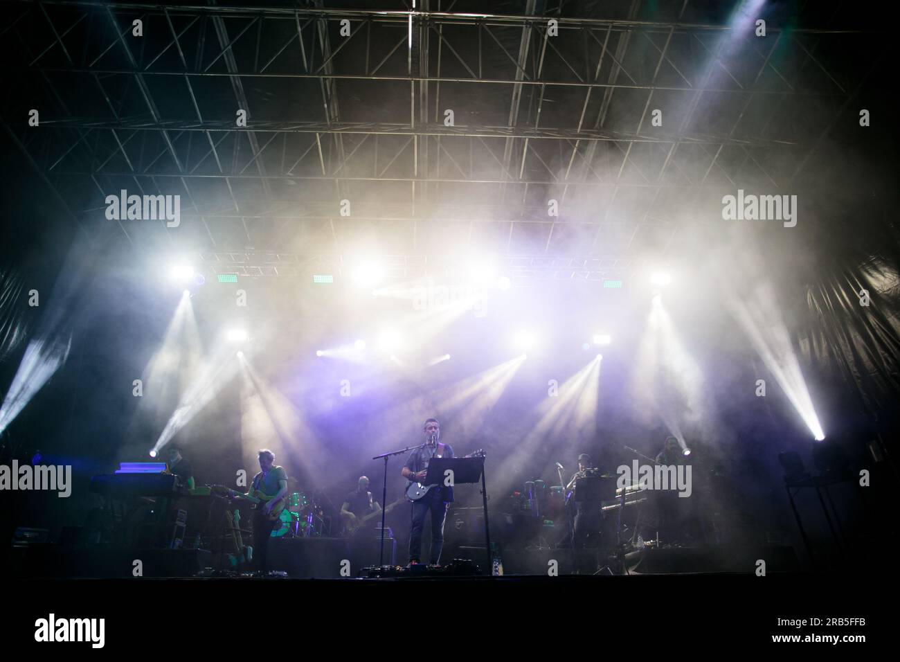 the italian songwriter Daniele Silvestri performs live with the band during the flowers festival in Turin, Italy Stock Photo