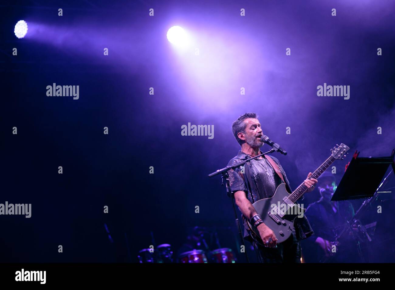 the italian songwriter Daniele Silvestri performs live with the band during the flowers festival in Turin, Italy Stock Photo