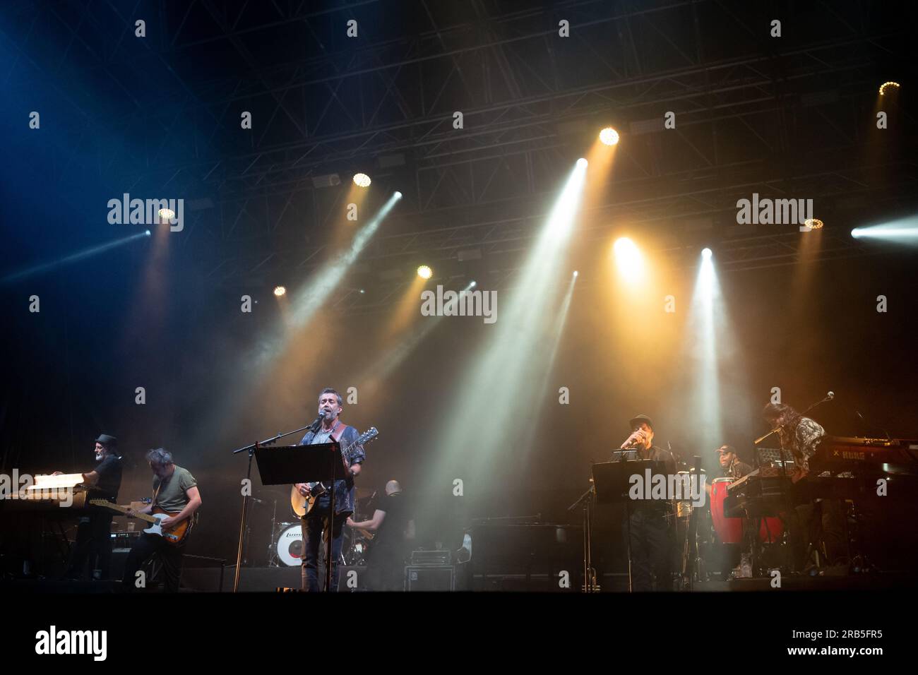 the italian songwriter Daniele Silvestri performs live with the band during the flowers festival in Turin, Italy Stock Photo