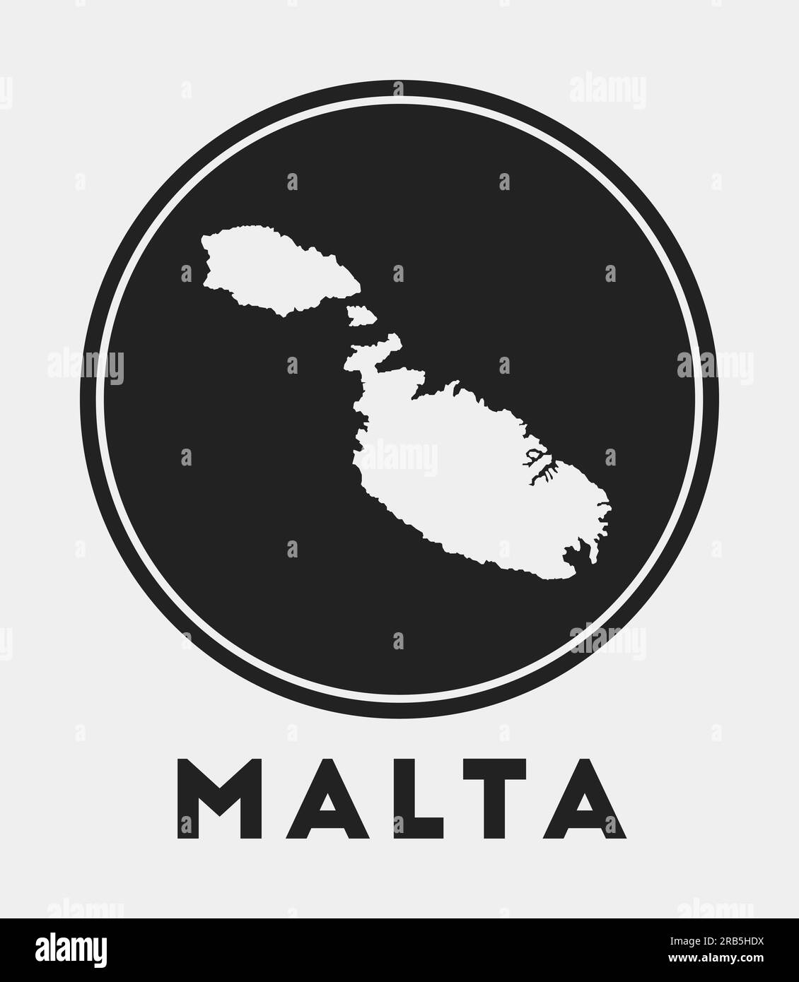 Malta icon. Round logo with island map and title. Stylish Malta badge